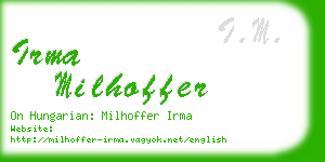 irma milhoffer business card